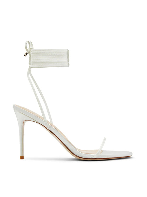 3.0 Barely There Lace Up Heel - White Satin