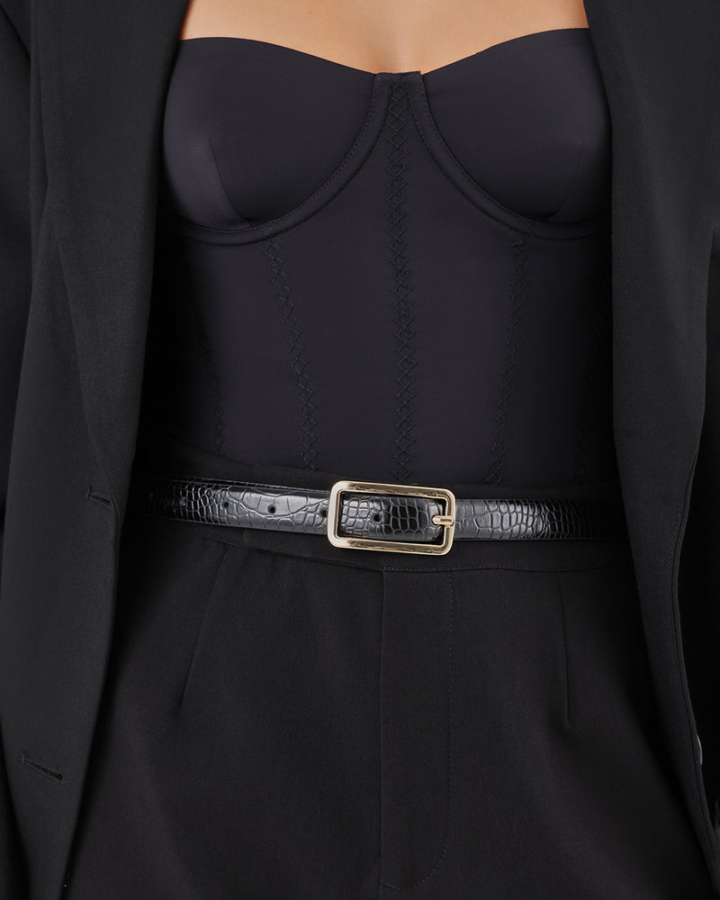 ADA BELT - BLACK CROC SHINE-GOLD-BELTS-Billini-Billini