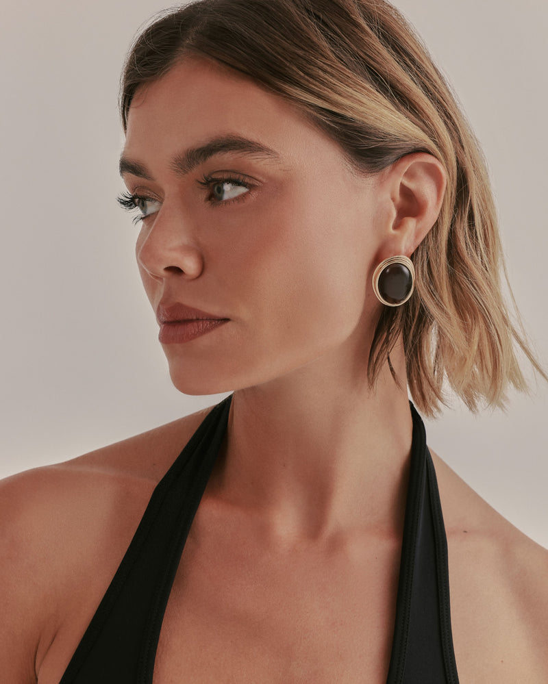ANYA EARRINGS - GOLD-CHOCOLATE-JEWELLERY-Billini-Billini