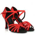 Ari - Red Silk Satin - Suede Sole