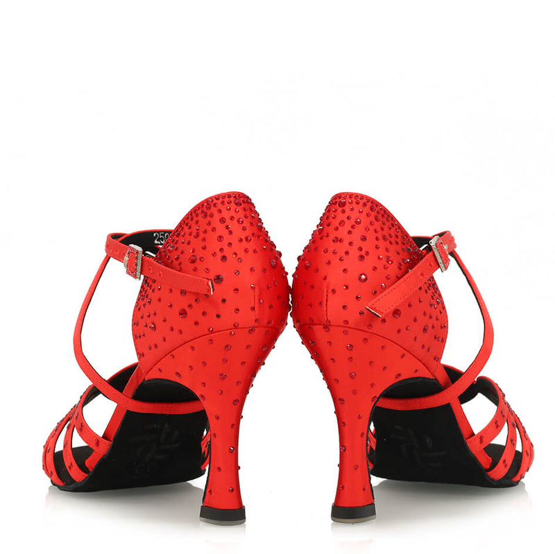 Ari - Red Silk Satin - Suede Sole