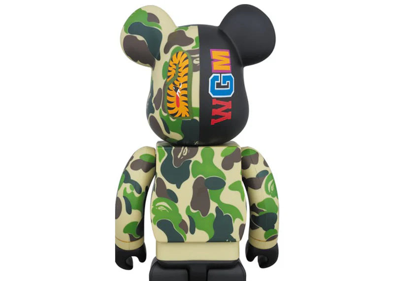 Bearbrick BAPE Camo Shark Hoodie 10th Anniversary 100% Green