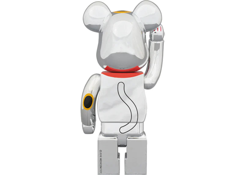Bearbrick Beckoning Cat Chrome Plated Gauze 400% Chrome
