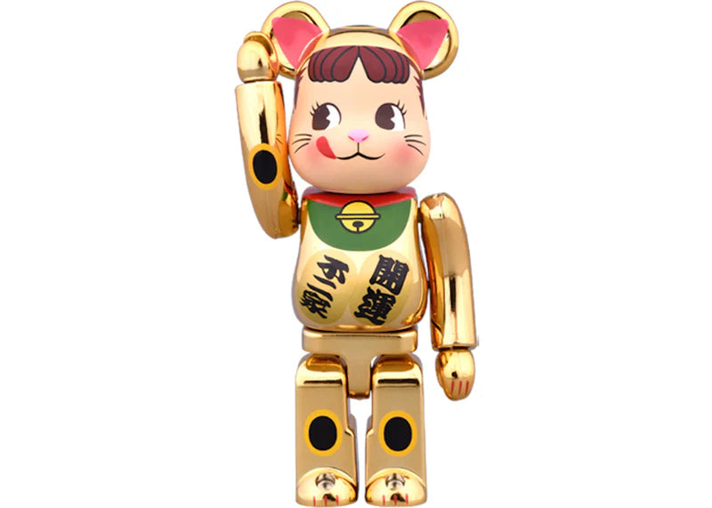 Bearbrick Beckoning Cat Peko Chan Gold Plated 100% & 400% Set Gold