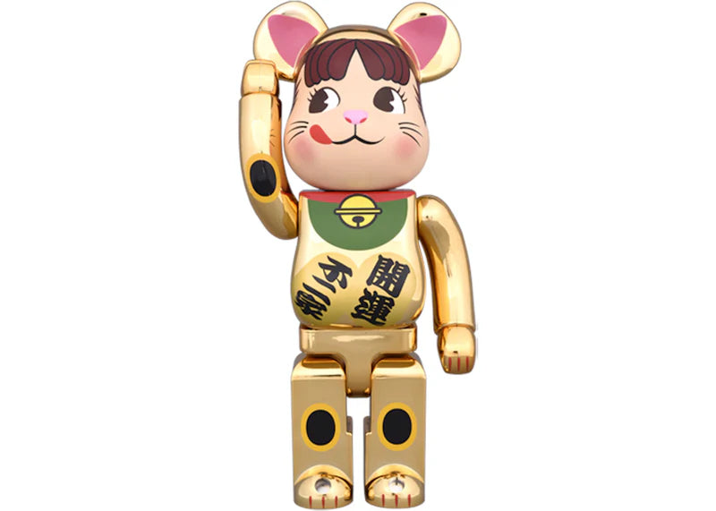 Bearbrick Beckoning Cat Peko Chan Gold Plated 100% & 400% Set Gold