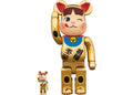Bearbrick Beckoning Cat Peko Chan Gold Plated Bowl 100% & 400% Set Gold