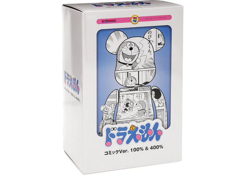 Bearbrick Doraemon (Comic Ver.) 100% & 400% Set Black & White