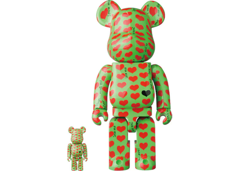 Bearbrick Green Heart 100% & 400% Green