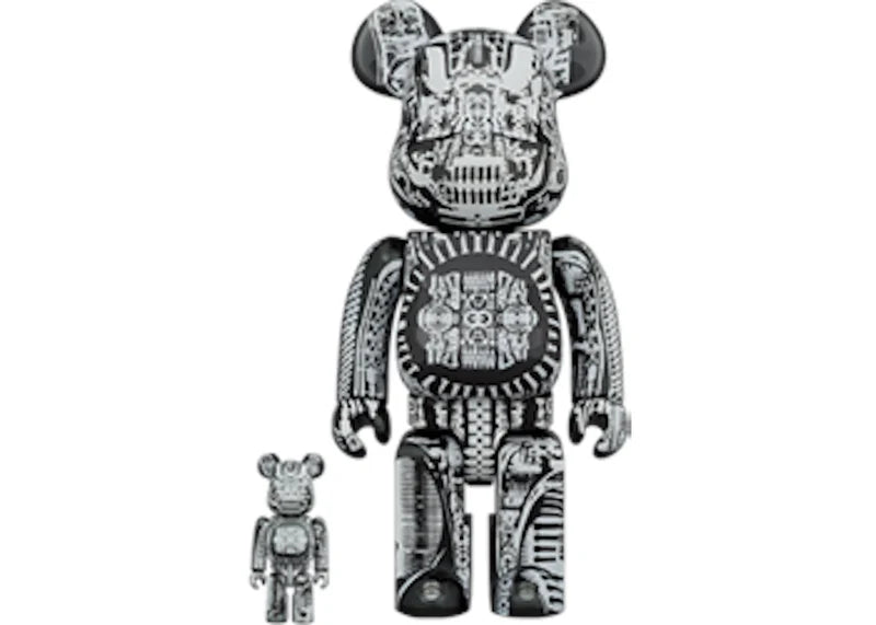 Bearbrick HR GIGER 100% & 400% Set Black Chrome