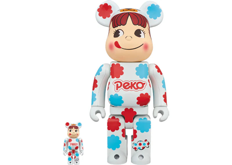 Bearbrick Kigurumi Peko-chan Milky White Plating 100% & 400% Set