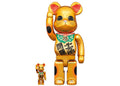 Bearbrick Lucky Cat Good Luck Ten Million Ryo 100% & 400% Set Gold Plated