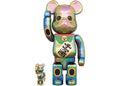 Bearbrick Maneki Neko 100% & 400% Set Black Transparent Plating
