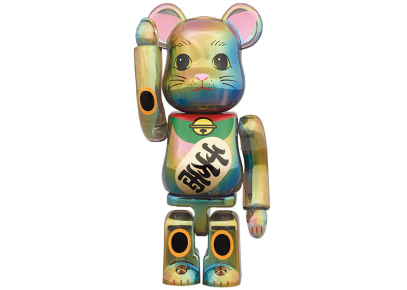 Bearbrick Maneki Neko 100% & 400% Set Black Transparent Plating