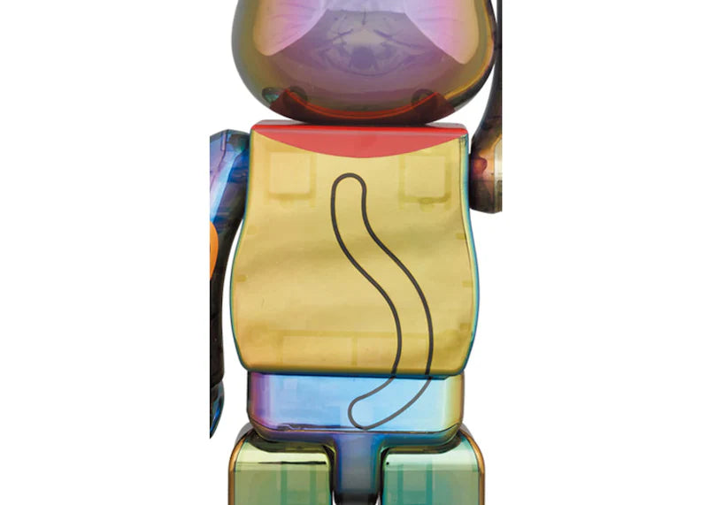 Bearbrick Maneki Neko 100% & 400% Set Black Transparent Plating