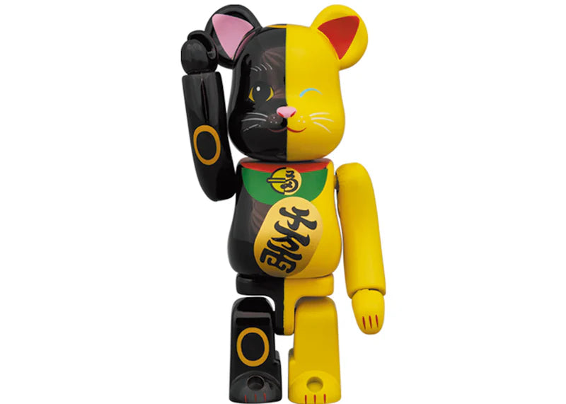 Bearbrick Maneki Neko 100% & 400% Set Black/Yellow