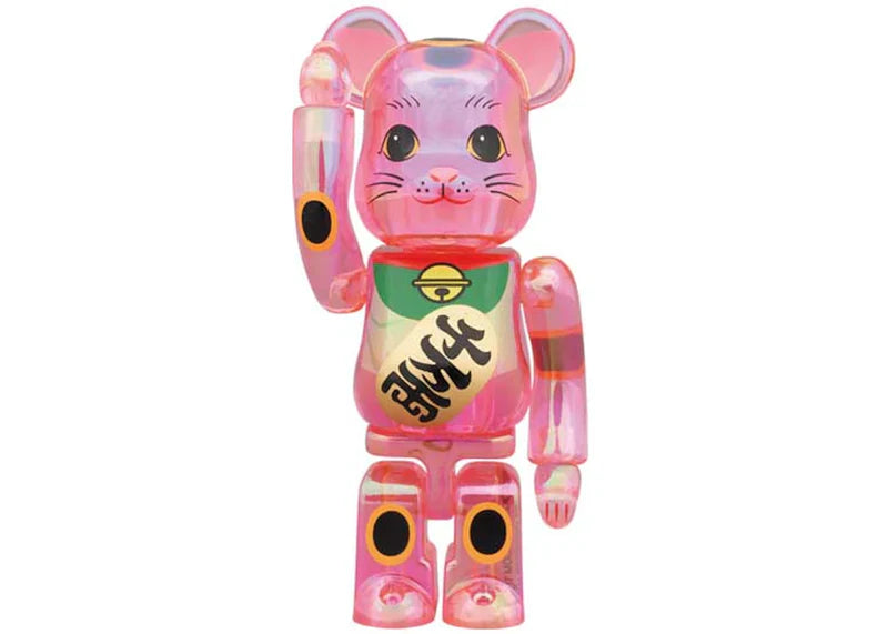 Bearbrick Maneki Neko 100% & 400% Set Pink Transparent Plating