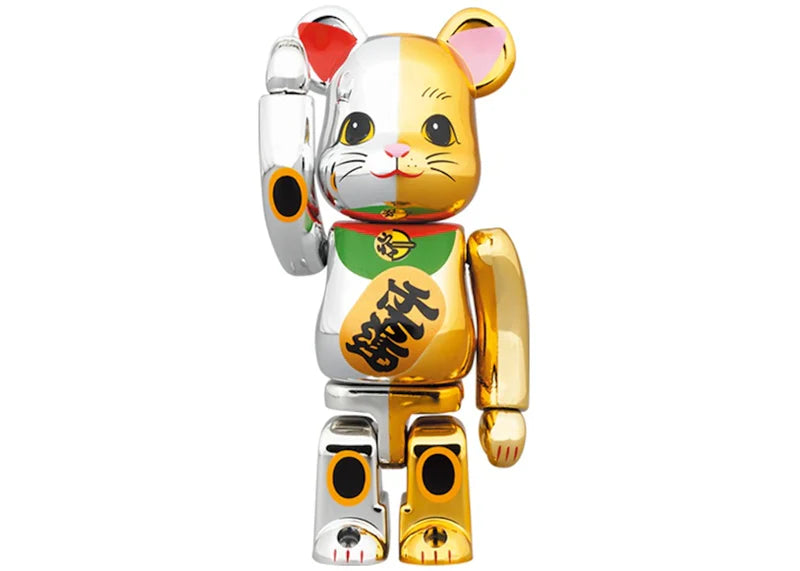 Bearbrick Maneki Neko Good Luck Silver x Ten Million Gold 100% & 400% Set Silver/Gold