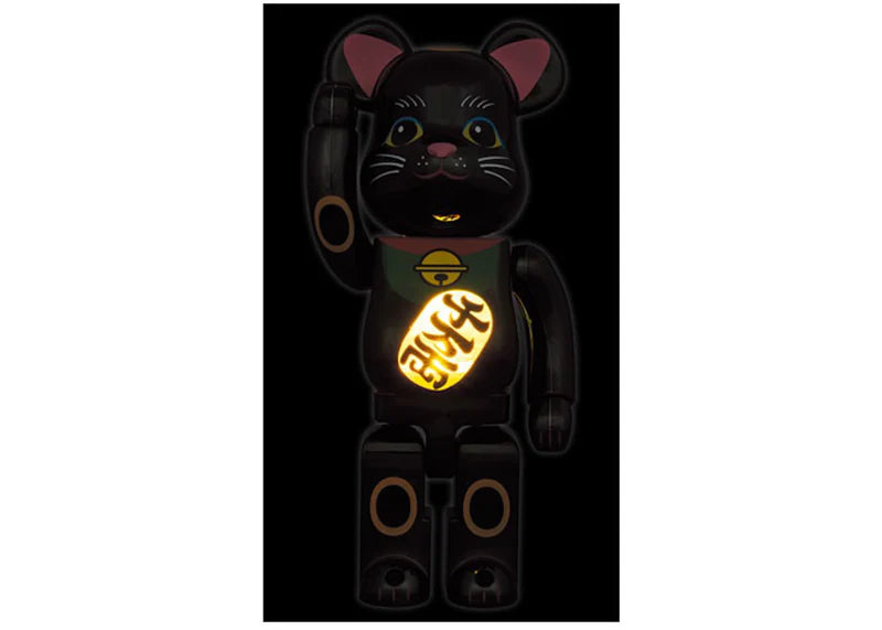 Bearbrick Maneki Neko Luminous 400% Black Plated