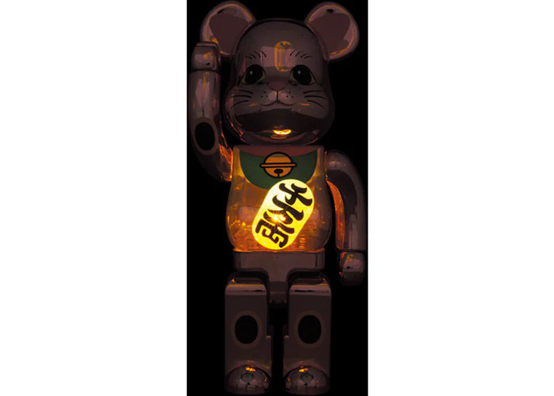 Bearbrick Maneki Neko Peach Gold Plated Luminous 400%