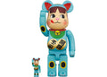 Bearbrick Maneki Neko Peko-chan Blue Liminous 100% & 400% Set