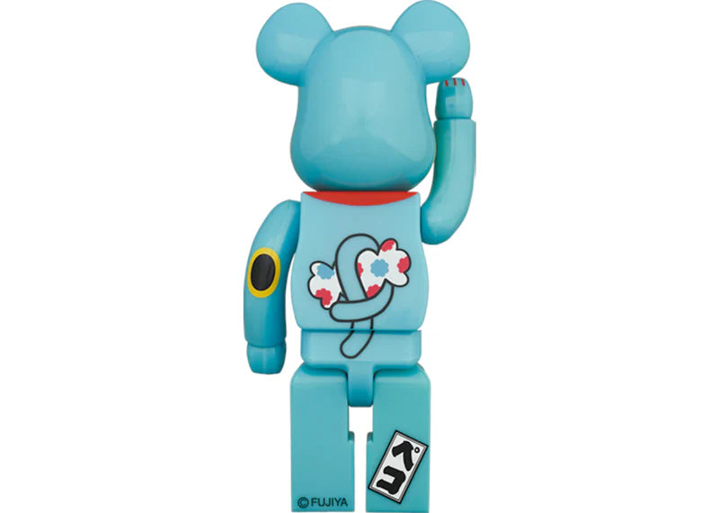 Bearbrick Maneki Neko Peko-chan Blue Liminous 100% & 400% Set