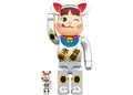 Bearbrick Maneki Neko Peko-chan Silver Plating 100% & 400% Set