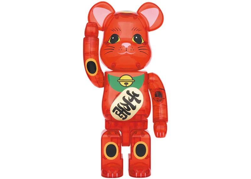 Bearbrick Maneki Neko Plum Transparent 400% Red