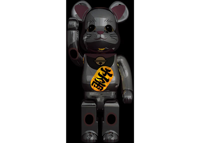 Bearbrick Maneki Neko Silver Plated Luminous 400%
