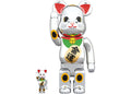 Bearbrick Maneki Neko Silver Plating 100% & 400% Silver