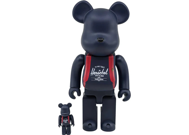 Bearbrick Medicom Herschel Peacoat 100% & 400% Set Navy