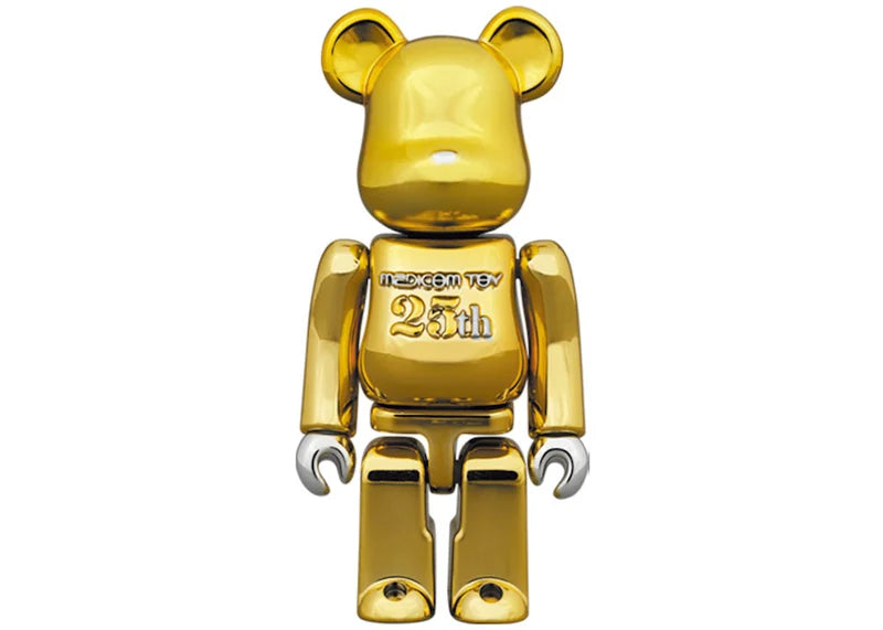 Bearbrick Medicom Toy 25th Anniversary 100% & 400% Set Gold Chrome