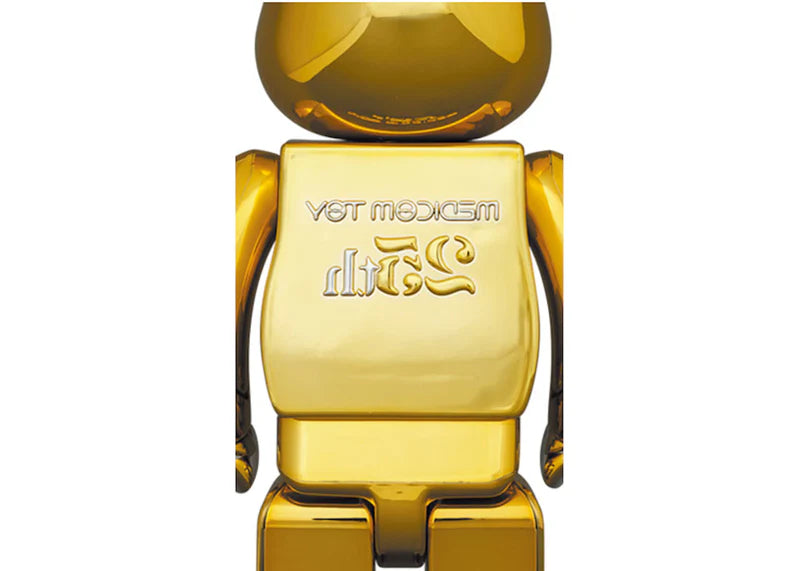 Bearbrick Medicom Toy 25th Anniversary 100% & 400% Set Gold Chrome