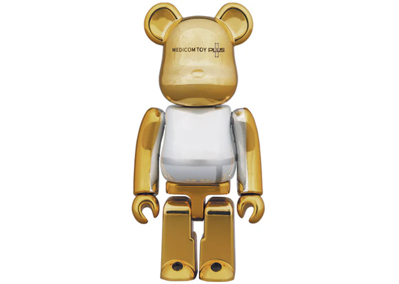 Bearbrick Medicom Toy Plus 100% & 400% Set Gold Chrome Ver.