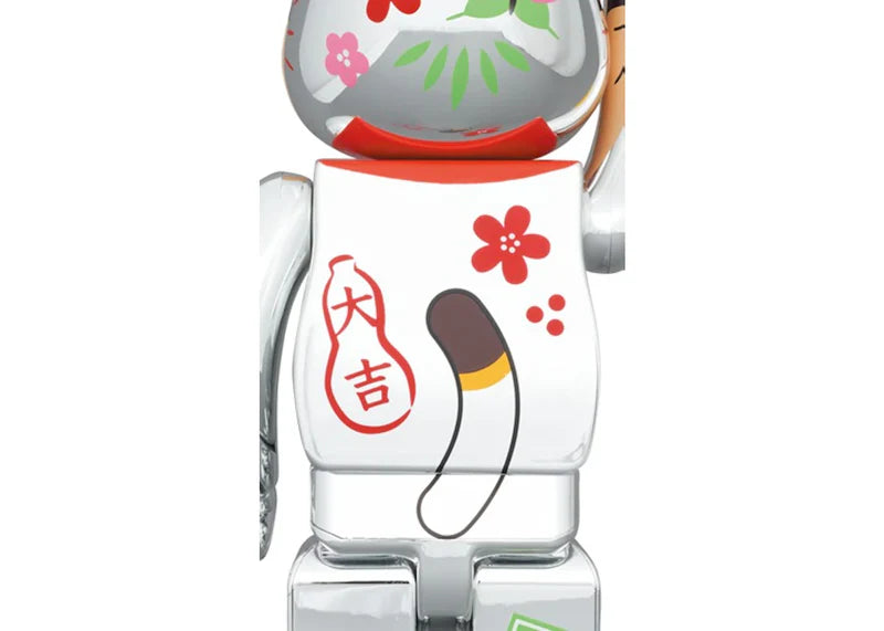 Bearbrick Peko Lucky Cat Peko-chan Lucky 100% & 400% Set Silver