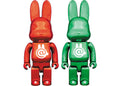 Bearbrick Rabbrick CHROME 400% Set RED/GREEN