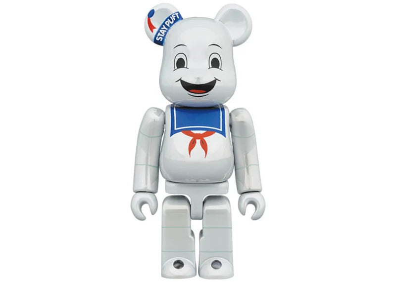 Bearbrick Stay Puft Marshmallow Man 100% & 400% Set White Chrome Ver.