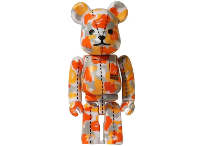 Bearbrick x A Bathing Ape 28th Anniversary Camo #3 100% Orange/Grey