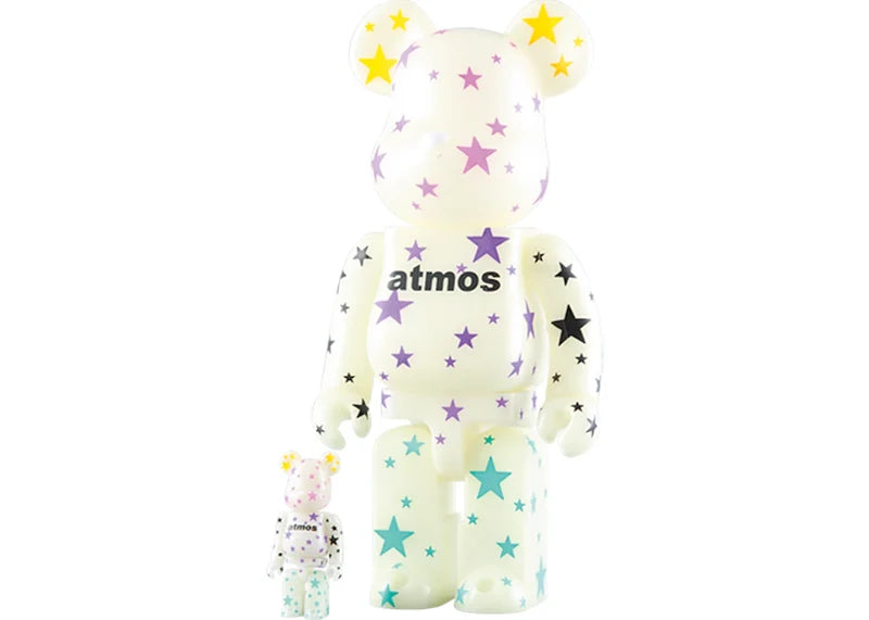 Bearbrick x atmos (Glow In The Dark) 100% & 400% Set White