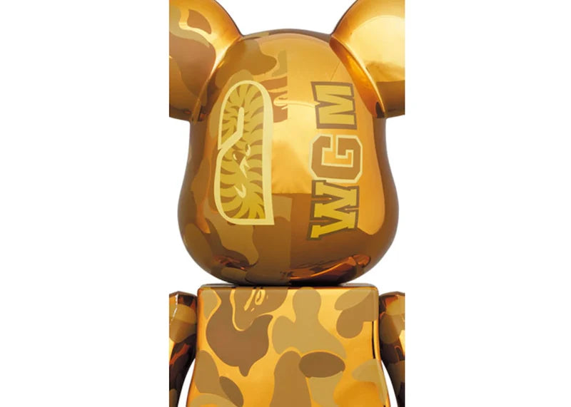 Bearbrick x BAPE Camo Shark 100% & 400% Set Gold