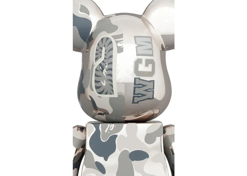 Bearbrick x BAPE Camo Shark 100% & 400% Set Silver