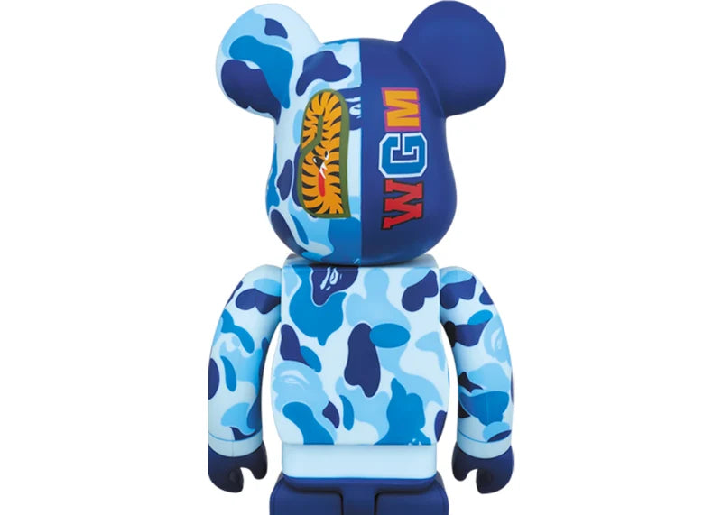 Bearbrick x BAPE Camo Shark 400% Blue