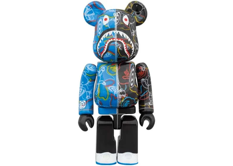 Bearbrick x BAPE Line Camo Shark 100% & 400% Set Blue/Black