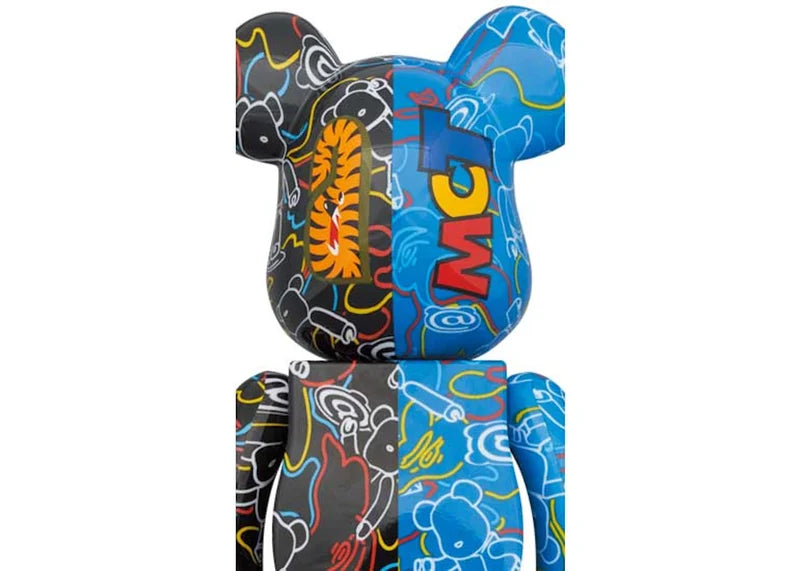 Bearbrick x BAPE Line Camo Shark 100% & 400% Set Blue/Black