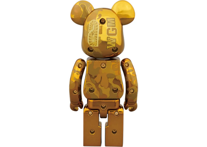 Bearbrick x BAPE Superalloy Camo Shark 200% Set Gold/Silver