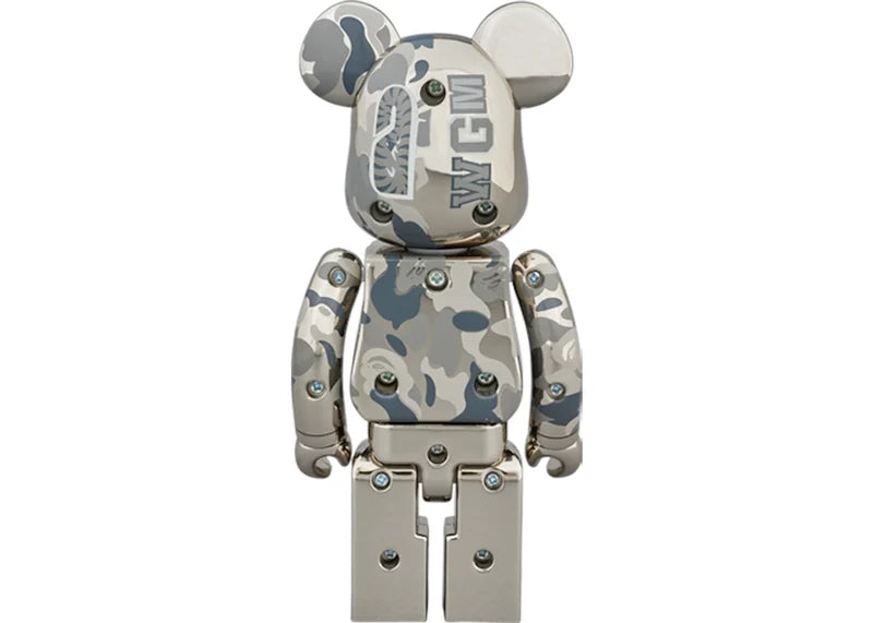 Bearbrick x BAPE Superalloy Camo Shark 200% Set Gold/Silver