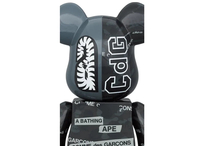 Bearbrick x BAPE x Comme des Garcons Camo Shark 100% & 400% Set