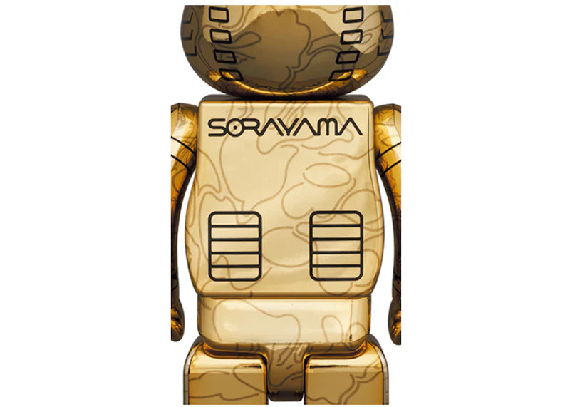 Bearbrick x BAPE x Hajime Sorayama Camo Shark 100% & 400% Set Gold