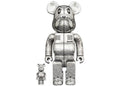 Bearbrick x BAPE x Hajime Sorayama Camo Shark 100% & 400% Set Silver