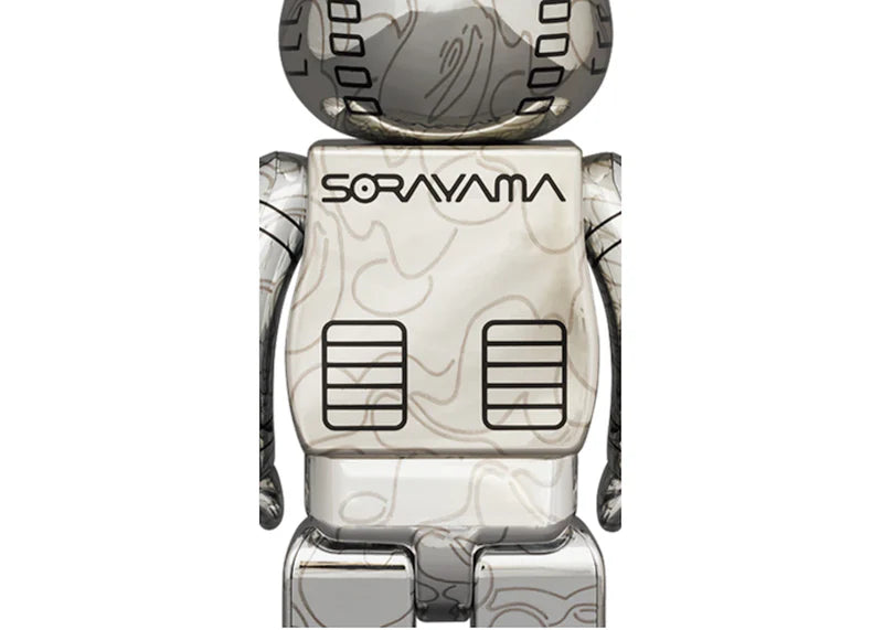 Bearbrick x BAPE x Hajime Sorayama Camo Shark 100% & 400% Set Silver
