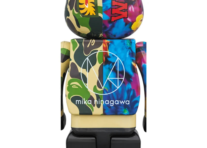 Bearbrick x Bape x Mika Ninagawa Shark 100% & 400% Set Green